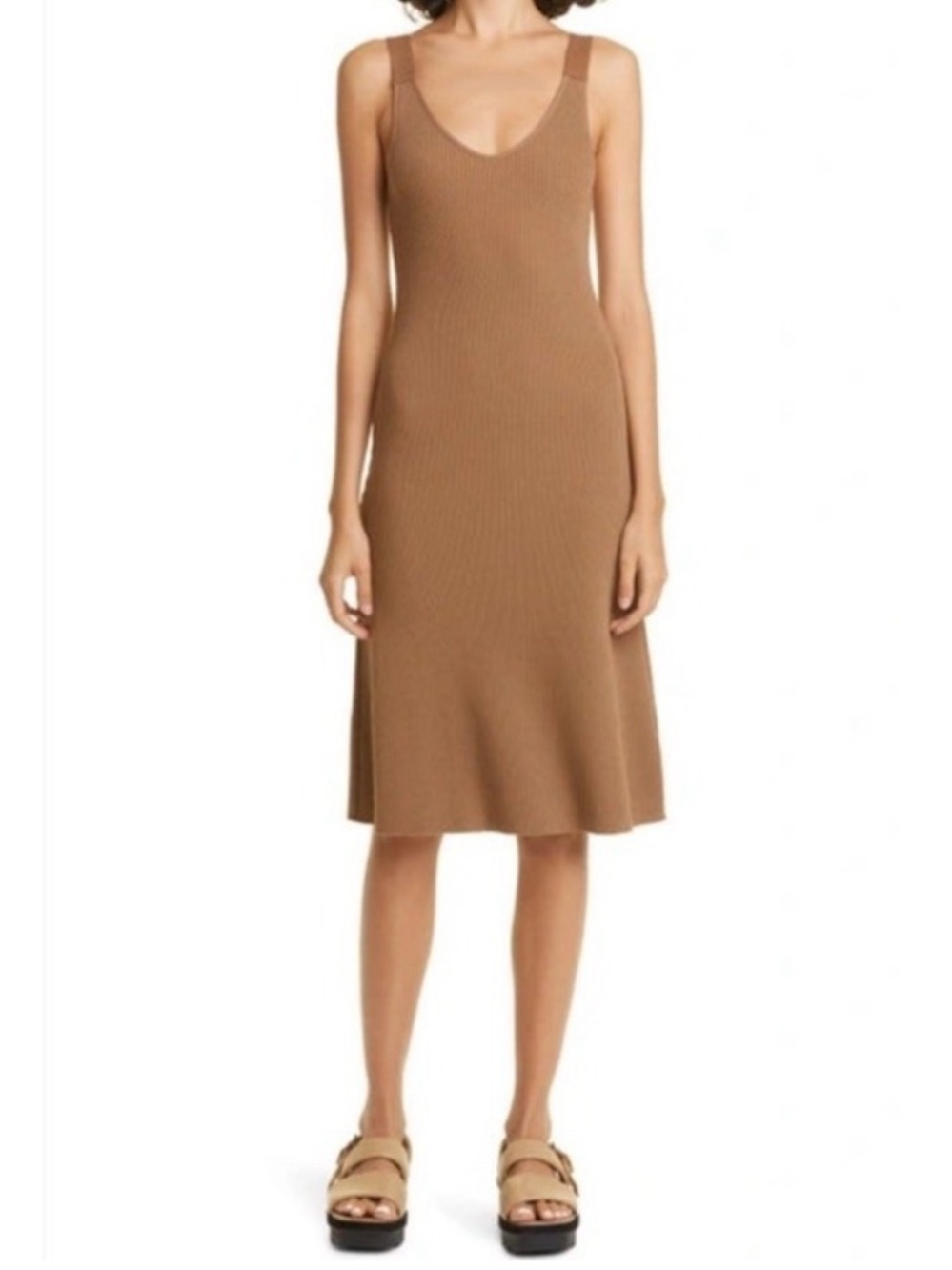 Vince Ribbed Knit Mid Length Dress Size XS